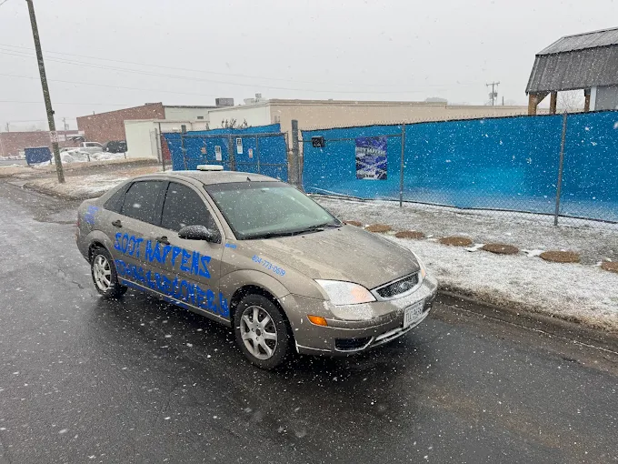 Soot Happens roadside vehicle operating in snow